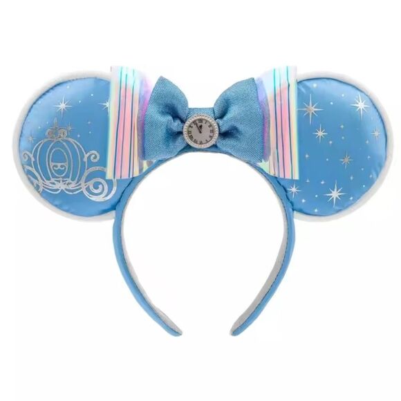 Disney Parks Cinderella Princess Minnie Mouse Ears Headband Blue and Silver
